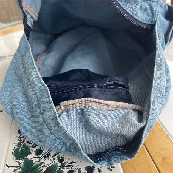 Vintage 90s Washed Denim Backpack Streetwear Laptop School Bag main image 9